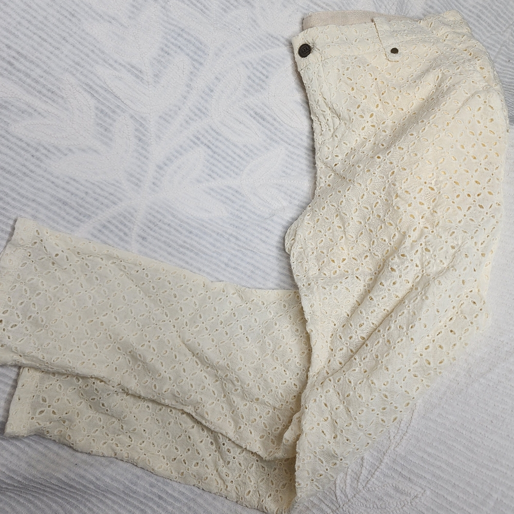 NWT Free People Ivory Eyelet Pants size 8
